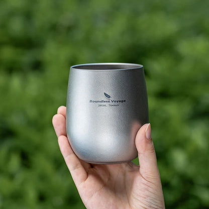 Boundless Voyage Pure Titanium Double-Walled Cup Egg Shape Lightweight Portable Coffee Water Mug Outdoor Camping Drinking Cup Ti3084D