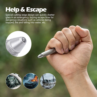 Boundless Voyage 3-in-1 Titanium Multifunctional Whistle Pen 120dB Outdoor Car Window Breaker Survival Tool Ti9025O