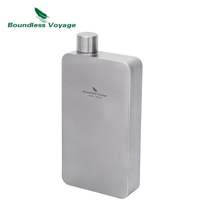 Boundless Voyage 400ml Titanium Flask Leakproof Metal Liquor Wine Bottle Ultralight for Camping & Travel Gift for Men Ti3267D