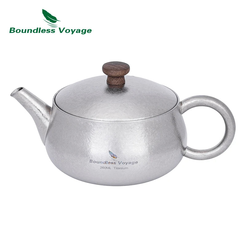 Boundless Voyage 260ml Titanium Teapot with Filter, Chinese Kung Fu Tea Set, Lightweight Portable for Camping Office Home Ti3106D