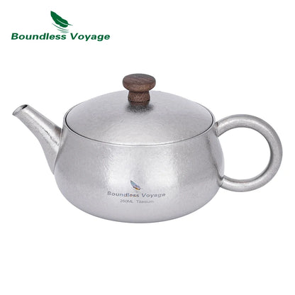 Boundless Voyage 260ml Titanium Teapot with Filter, Chinese Kung Fu Tea Set, Lightweight Portable for Camping Office Home Ti3106D