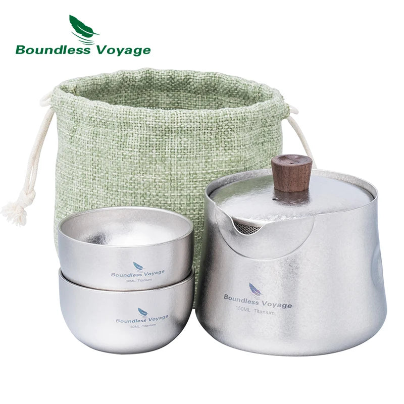 Titanium Double-Layer Tea Maker Indoor Outdoor Tea Bowl Cups Set