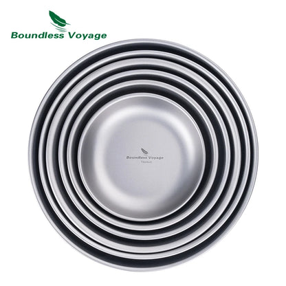 Boundless Voyage Titanium Plates Camping Shallow Side Dishes Outdoor Home Food Serving Dinnerware Portable Travel Tableware