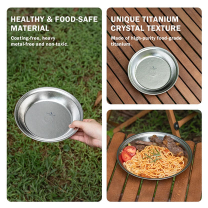 Boundless Voyage Titanium Shallow Plate Lightweight Reusable Side Dishes for Home Kitchen Camping Picnic, Natural Crystal