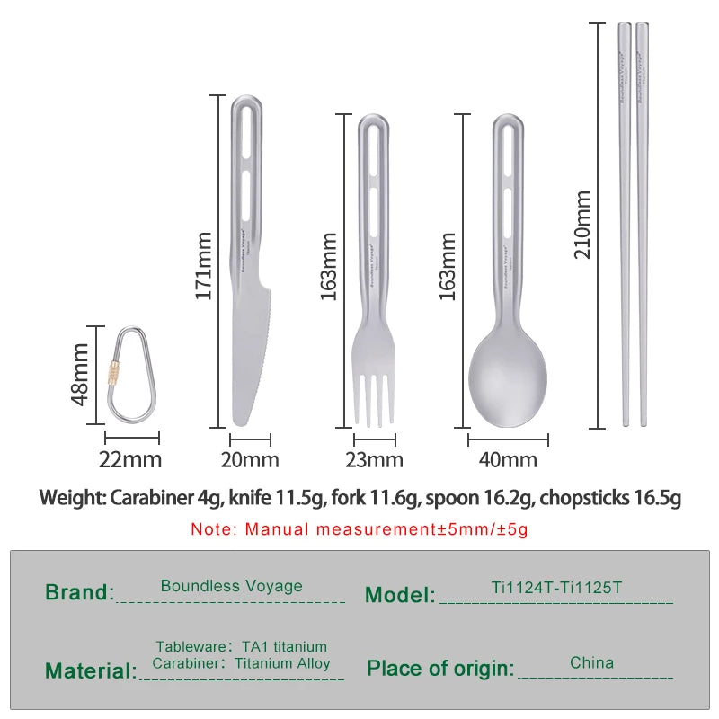 Titanium Knife Spoon Fork Chopsticks Set