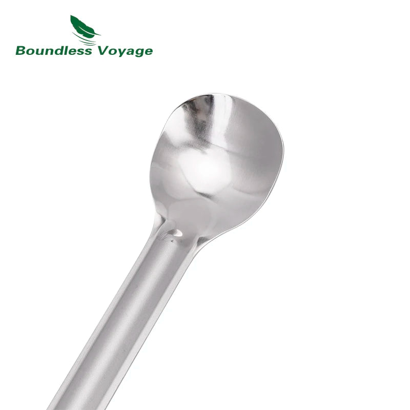 Boundless Voyage Titanium Spoon Spork Long Handle Lightweight Cutlery Flatware for Outdoor Camping Travel Home Use Ti1031T/Ti1032T