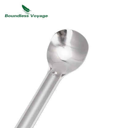 Boundless Voyage Titanium Spoon Spork Long Handle Lightweight Cutlery Flatware for Outdoor Camping Travel Home Use Ti1031T/Ti1032T