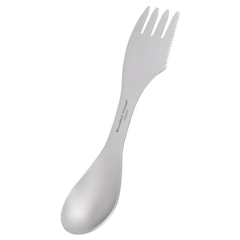 Boundless Voyage Titanium Spork Portable Camping Spoon Fork Knife Ultralight 3 in 1 Utensil Ti1064T