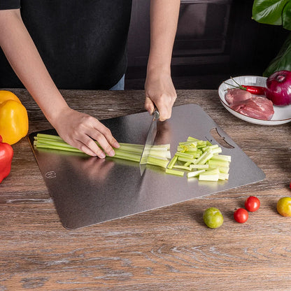 Boundless Voyage Metal Chopping Board Multifunctional Lightweight Cutting Board for Kitchen with Hanging Hole Ti5006P