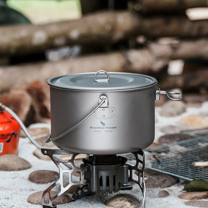 Boundless Voyage Titanium Pot Camping Cookware Hanging Soup Pot with Lid Outdoor Cooking Kit Lightweight Kitchen Ware Tableware Ti2045C