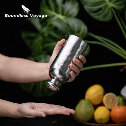 Boundless Voyage 500ml Titanium Flask Leakproof Narrow Mouth Portable Liquor Wine Bottle for Travel Camping Hiking, Non-coating Ti3268A