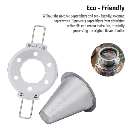 Boundless Voyage Pour Over Coffee Dripper Titanium Coffee Filter with Foldable Holder Cone Filter Paperless for Outdoor Indoor Ti6004P