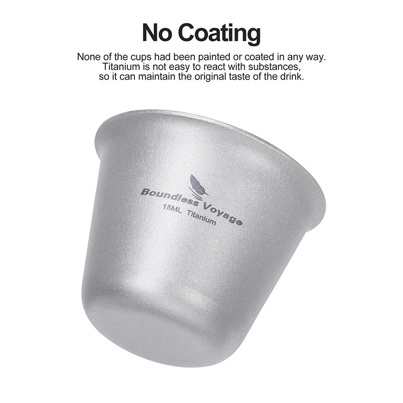 Boundless Voyage Titanium Shot Glass – 15ml, Ergonomic Design, 5 Colors Ti3069D