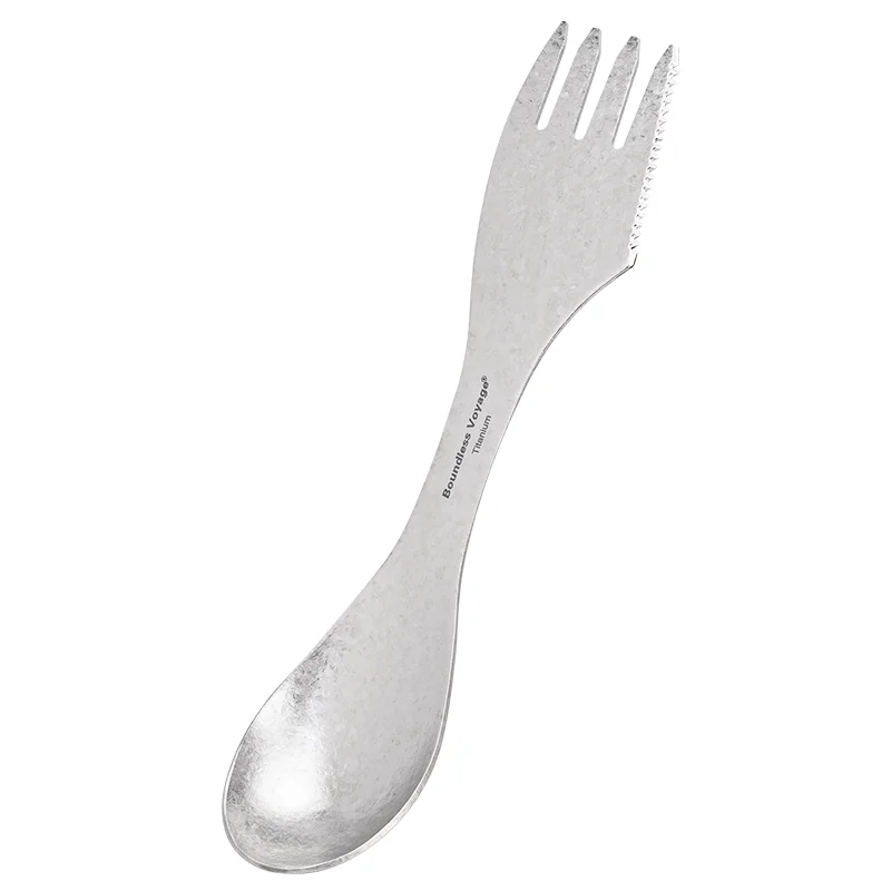 Boundless Voyage Titanium Spork Portable Camping Spoon Fork Knife Ultralight 3 in 1 Utensil Ti1064T