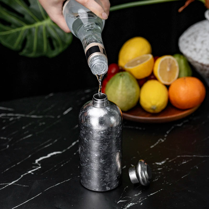 Boundless Voyage 500ml Titanium Flask Leakproof Narrow Mouth Portable Liquor Wine Bottle for Travel Camping Hiking, Non-coating Ti3268A