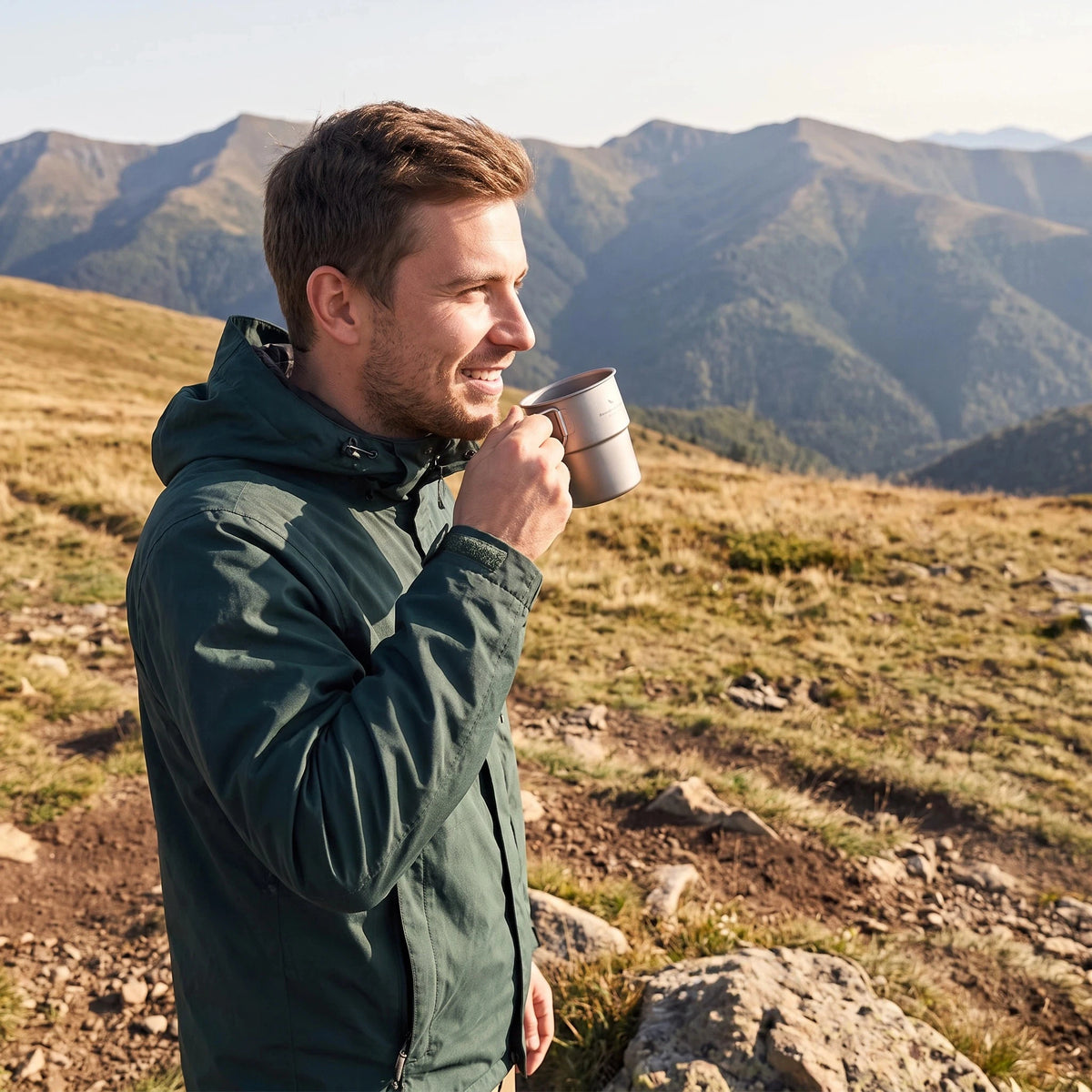 holding-titanium-camping-mug-with-hot-coffee-at-campsite