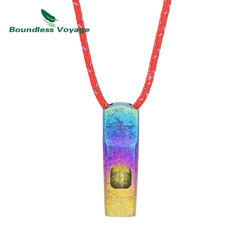 Boundless Voyage Titanium Whistle 120dB Emergency Survival Safety Gear Camping Loud Signal Whistle with Lanyard Ti9020O
