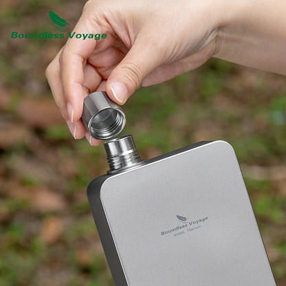 Boundless Voyage 400ml Titanium Flask Leakproof Metal Liquor Wine Bottle Ultralight for Camping & Travel Gift for Men Ti3267D