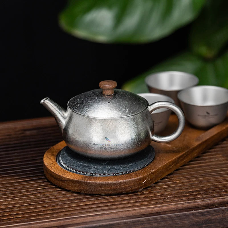 Boundless Voyage 260ml Titanium Teapot with Filter, Chinese Kung Fu Tea Set, Lightweight Portable for Camping Office Home Ti3106D