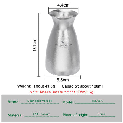 Boundless Voyage Pure Titanium Sake Carafe & Cup Set Liquor Serving Set with Pouring Pitcher & Drinking Cups Lightweight Barware Ti3266A
