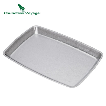 Boundless Voyage Titanium Square Plate Lightweight 186g Large Serving Dishes Platter for Buffets, Appetizers, Dessert, Snacks Ti1149T
