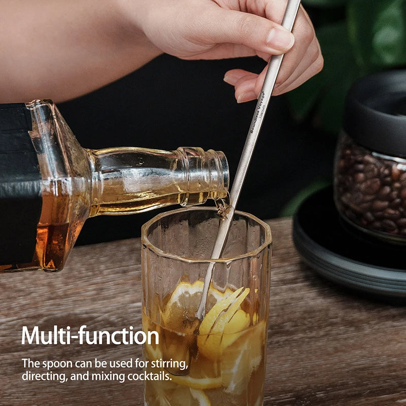 Boundless Voyage Titanium Coffee Spoon Long Handle Tea Spoon Bar Spoon Cocktail Mixing Stirrers for Drink Durable Cutlery Ti1034T / Ti1035T