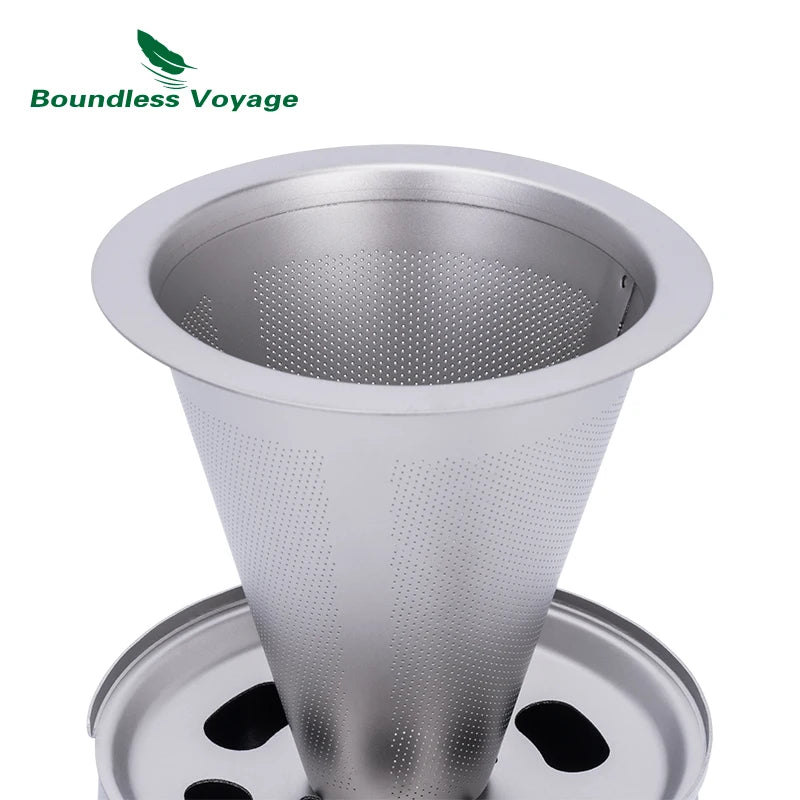 Boundless Voyage Titanium Portable Pour-over Coffee Set 300ml Coffee Mug with Detachable Dripper Outdoor Camping Coffee Maker Ti6007P