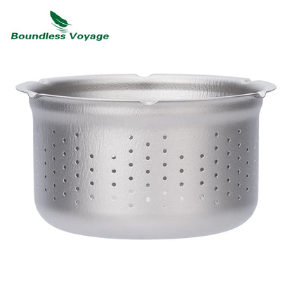 Boundless Voyage Titanium Gaiwan Teapot Cups Double-Layer Tea Maker with Lid & Filter Ultralight Kungfu Tea Set Stackable Mugs Ti3137D