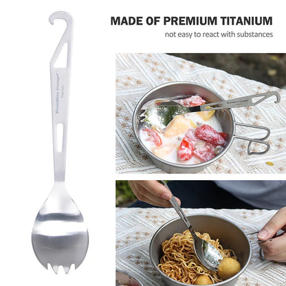 Boundless Voyage Titanium Spork Spoon with Bottle Opener 3 in 1 Outdoor Tableware Camping Cutlery Picnic Portable Flatware Ti1058T