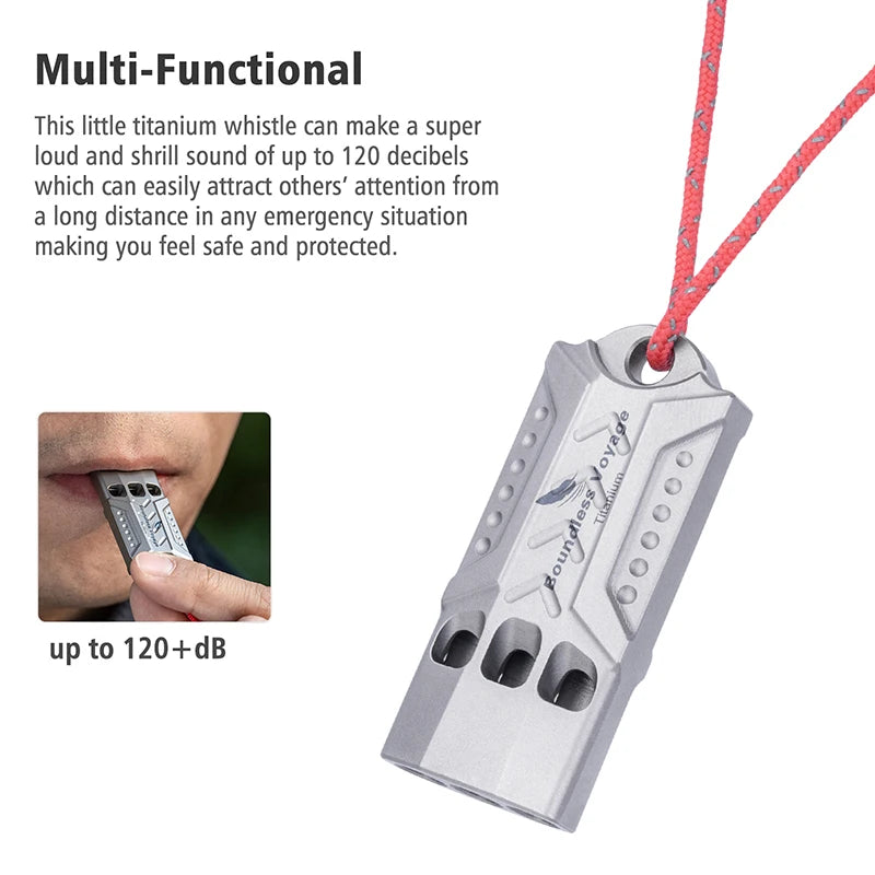 Titanium Whistle Emergency Survival Safety Whistles with Lanyard Loud