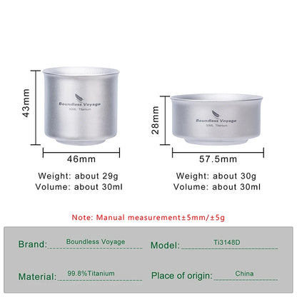 Boundless Voyage Titanium Teapot 250ml All-in-One Home Travel Tea Set Ultralight Portable Double Walled Tea Maker for Loose Leaf Ti3134D