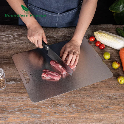 Boundless Voyage Metal Chopping Board Multifunctional Lightweight Cutting Board for Kitchen with Hanging Hole Ti5006P