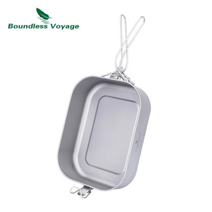 Boundless Voyage Titanium Bento with Lid & Handle Outdoor Camping Dinner Box Portable Cookware Leak Proof Lunch Box Container Ti2083C