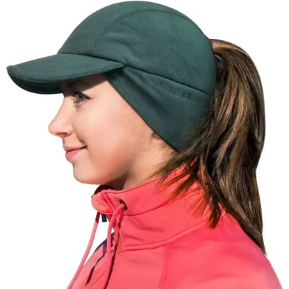 GADIEMKENSD Women's Winter Fleece Ponytail Hat Reflective Baseball Cap with Drop down Ear Warmers Golf Sports Cap M24