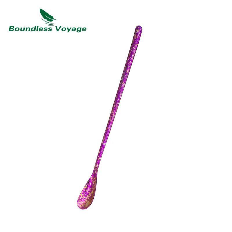 Boundless Voyage Titanium Stirring Spoon Long Handle Tea Coffee Bar Cocktail Mixing Stirrers for Drink Durable Cutlery Ti1034T / Ti1035T