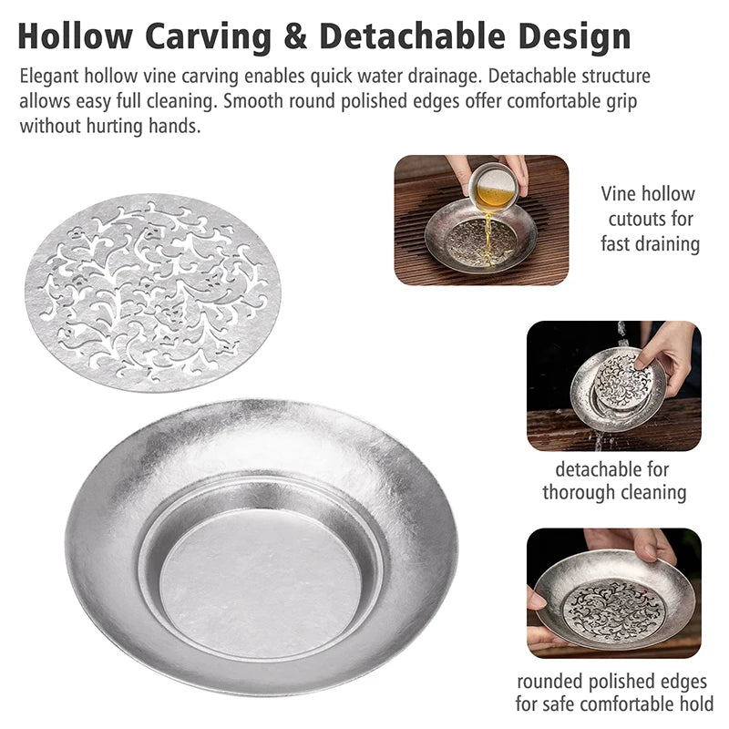 Boundless Voyage Titanium Cup Saucer, Detachable Drainage Coaster, Lightweight Tea Coffee Tray 13cm Plate for Camping Hiking Ti3201D