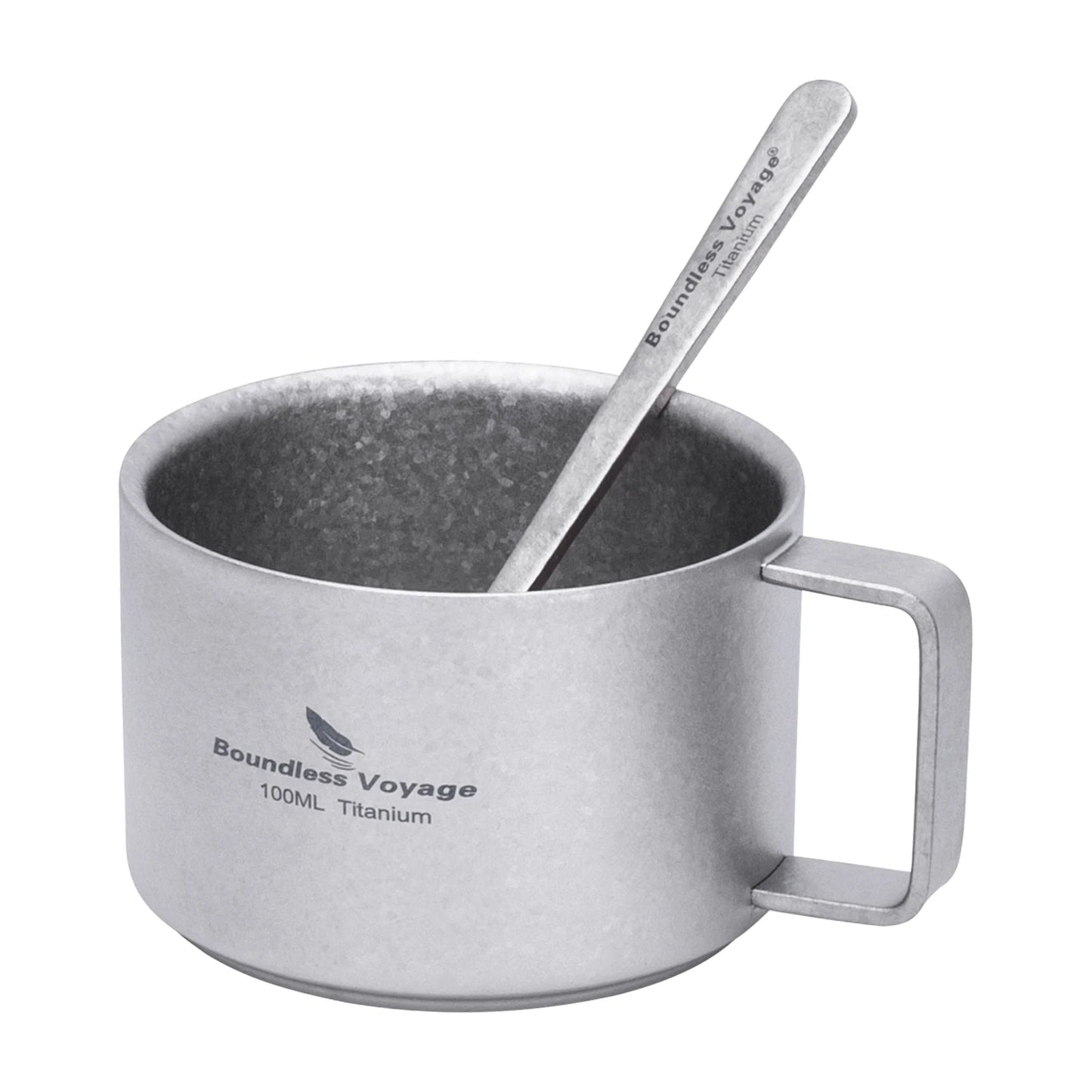 Boundless Voyage Titanium Espresso Cup 100ml Mini Double Wall Tea Coffee Mug Druable Metal Drinkware for Travel Home Office Ti3085D
