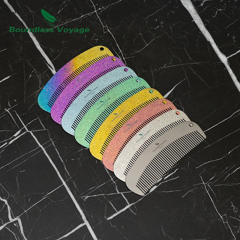 Boundless Voyage Titanium Hair Beard Comb Anti-Static Pocket Comb for Unisex, 2mm Thick, for Home Travel Ti9011B