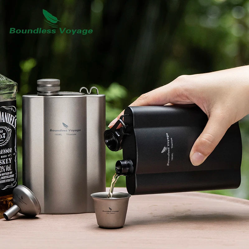 Titanium Hip Flask 180ml / 240ml Whiskey Vodka Wine Pot
