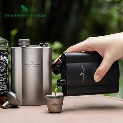 Titanium Hip Flask 180ml / 240ml Whiskey Vodka Wine Pot