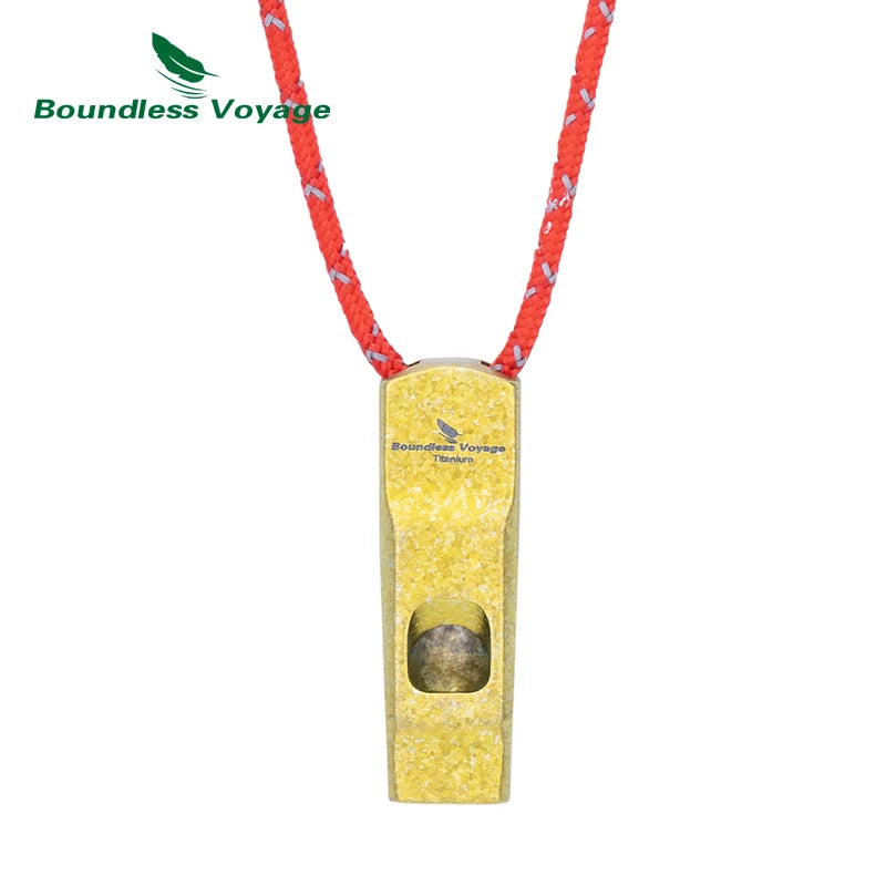 Boundless Voyage Titanium Whistle 120dB Emergency Survival Safety Gear Camping Loud Signal Whistle with Lanyard Ti9020O