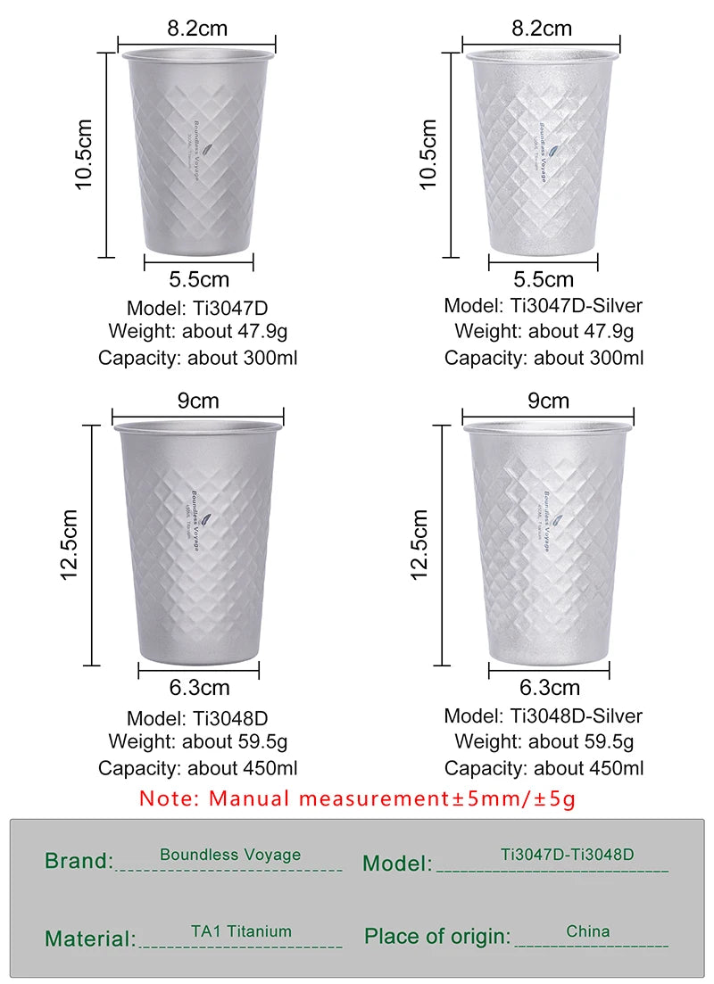 Boundless Voyage Diamond-Hammer Titanium Stackable Cup Set Ti3047D