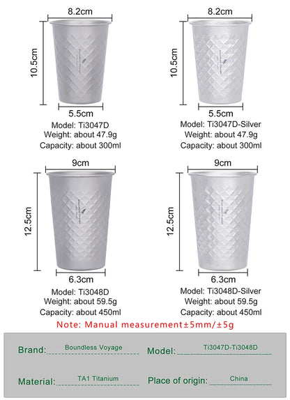 Boundless Voyage Diamond-Hammer Titanium Stackable Cup Set Ti3047D