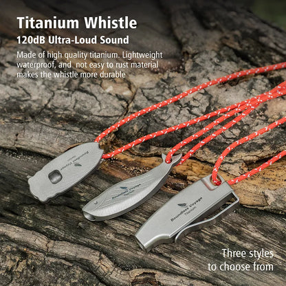 Boundless Voyage 120dB Titanium Survival Whistle Compact Emergency Safety Whistle Ultralight Whistles for Outdoor Hiking Camping Ti9028O
