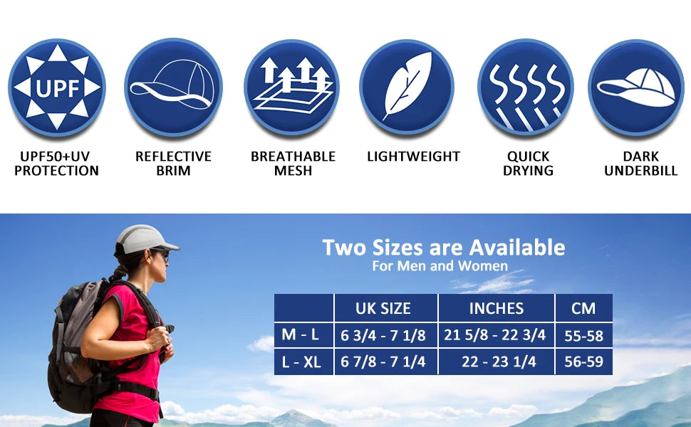 GADIEMKENSD Adjustable Reflective Sports Hat – UPF 50+, Breathable, Quick-Dry M17