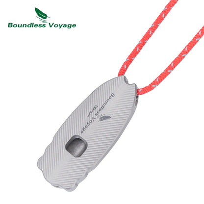 Boundless Voyage 120dB Titanium Survival Whistle Compact Emergency Safety Whistle Ultralight Whistles for Outdoor Hiking Camping Ti9028O