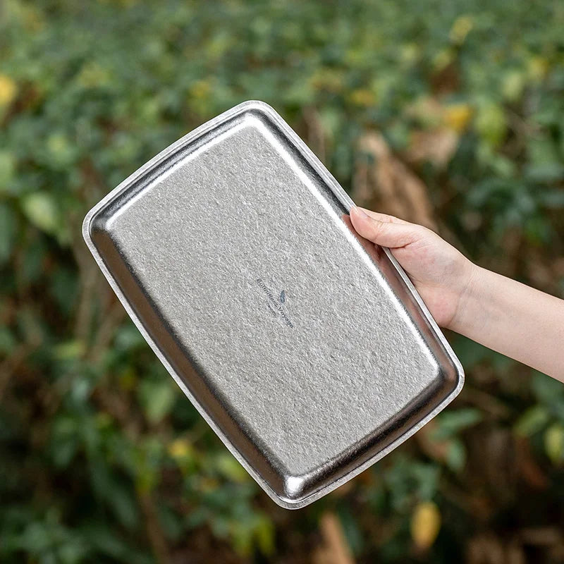 Boundless Voyage Titanium Square Plate Lightweight 186g Large Serving Dishes Platter for Buffets, Appetizers, Dessert, Snacks Ti1149T