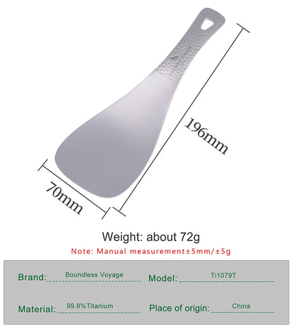 Boundless Voyage Titanium Rice Spatula, Hammered Handle 3mm Thick Kitchen Spoon Non-Toxic Metal Rice Paddle Cooking Utensil Ti1079T