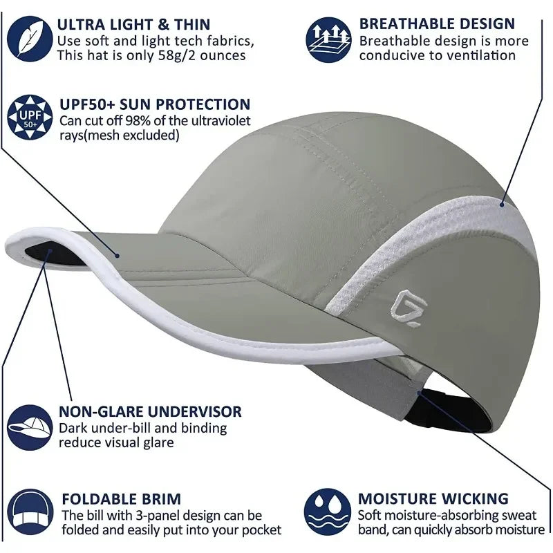 GADIEMKENSD Waterproof Outdoor Sport Baseball Cap – Quick-Dry, Breathable, Foldable, UPF 50+