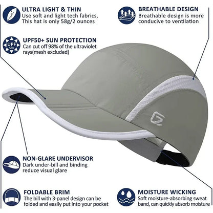 GADIEMKENSD Waterproof Outdoor Sport Baseball Cap – Quick-Dry, Breathable, Foldable, UPF 50+